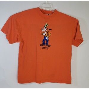 Men's Vintage 90s Disney Theme Park T shirt Embroidered Goofy  L/XL 48" Chest